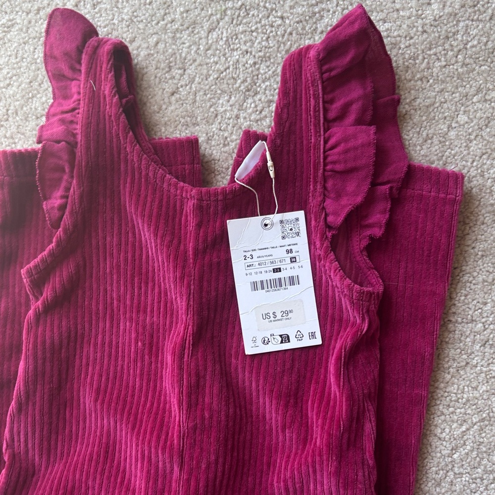 Zara-Ruffled Corduroy Dress